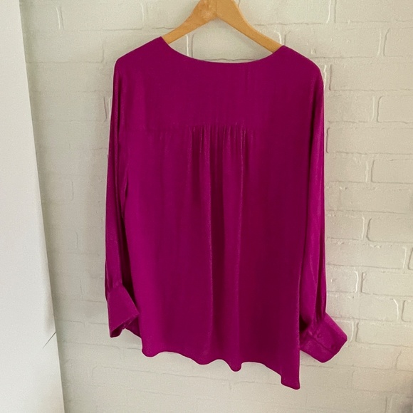 Joie Blouse Balloom sleeve Boho Fuchsia Purple Romantic Feminine Whimsy Sz 3X - Picture 9 of 10